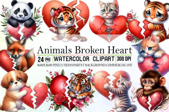 Animals Broken Heart Sublimation Clipart