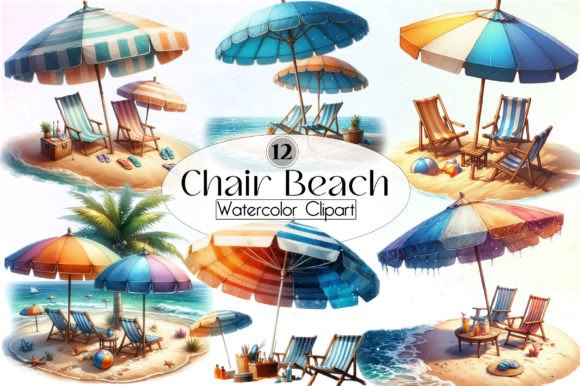Chair Beach Watercolor Clipart: A Coastal Creative Essential