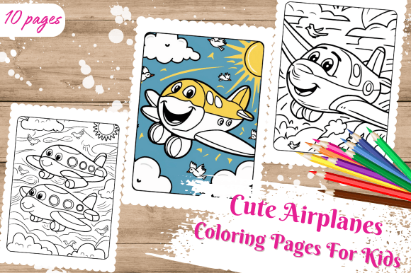Cute Airplanes Coloring Pages for Kids