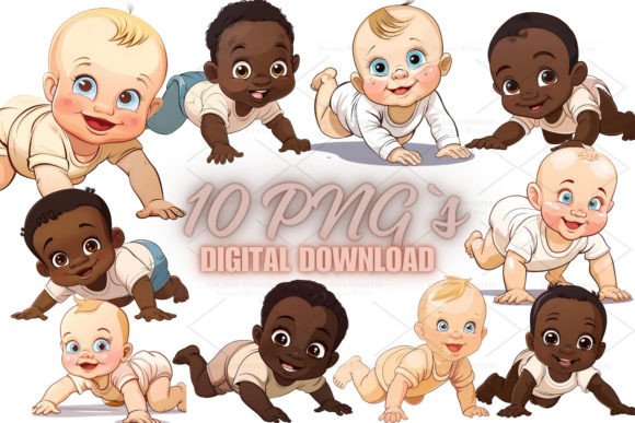 Cute Baby Crawling Clipart, PNG 5S-26: A Versatile Digital Asset for Creative Projects