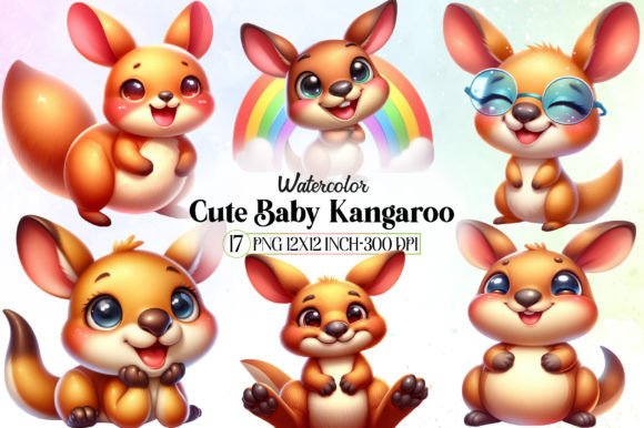 Cute Baby Kangaroo Sublimation Clipart