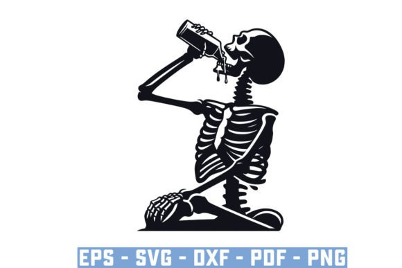 Funny Drinking Skeleton Skull Svg Files