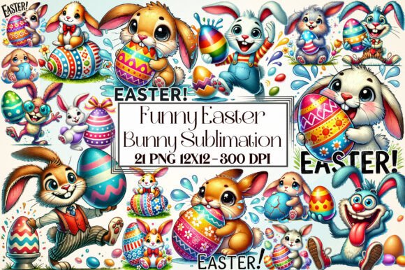 Funny Easter Bunny Sublimation Clipart: Creative Designs for Spring Projects