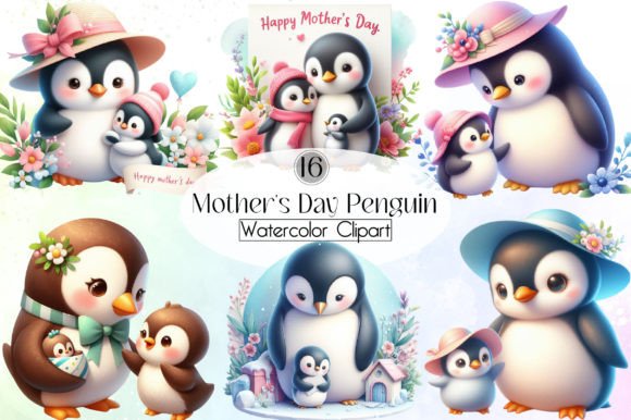 Mother's Day Penguin Clipart: Creative Digital Designs
