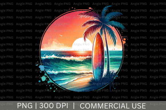 Summer Beach Sunset PNG Clipart for Creative Projects