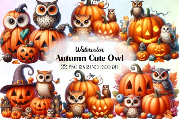 Watercolor Autumn Owl Clipart for Creatives